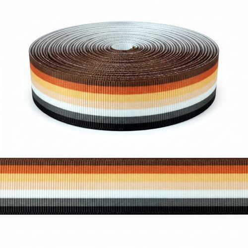 SIGRIDEE Bear Pride Grosgrain Ribbon 7/8 Inch x 10 Yards, Single-Sided Printed Ribbon with White Back for Pride Month Decor, Awareness Events, Gift Wrapping & DIY Crafts