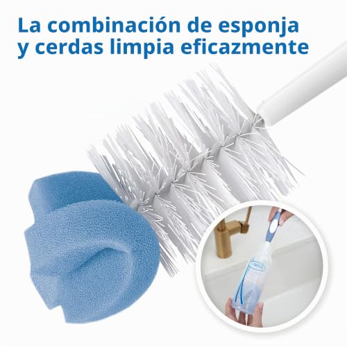 Miniatura 2 de Dr. Brown S Cepillo De Limpieza Para Biberones Y Tetinas Limpiabiberones Con Esponja, Cerdas Para Limpieza Profunda Y Limpiatetinas Base Con Ventosa Sin Bpa Azul