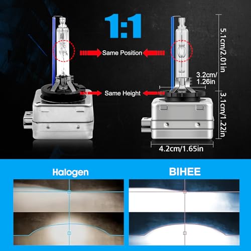 BIHEE D1S Xenon Brenner 8000K Coole Blaue HID Scheinwerferbirnen 35W Scheinwerferlampe Auto Scheinwerfer Birne Autolampe, 2 Stücke