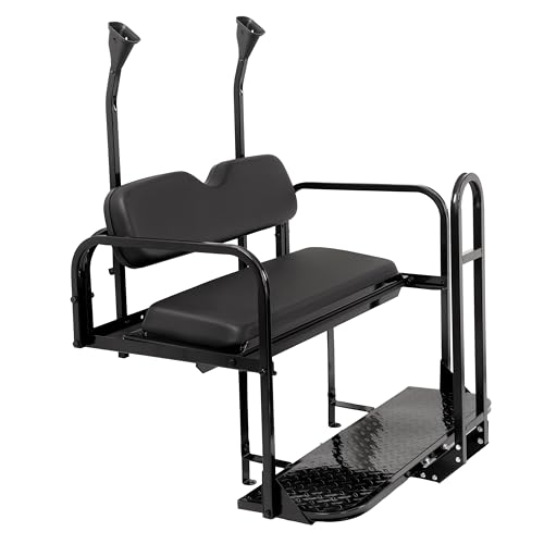 KUAFU Rear Flip Seat Kit Compatible with 2004 and Up Club Car Precedent/Tempo/Onward Gas or Electric Models w/Grab Bar Handle Bar Roof Support Folding Back Seat (Total 3 Packages You Will Get)