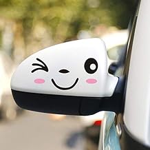 ZaCoo 2 Pcs Smile Face Mini Car Rearview Mirror Decal Stickers for Auto Car Side Mirror Black