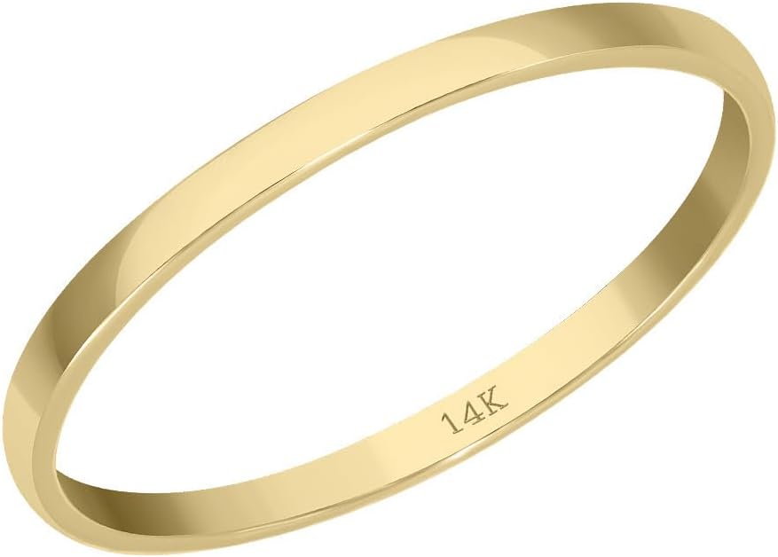 TimeLess Classics Solid 14K Yellow Gold Plain Wedding Band Available in 1MM-5MM Gold Jewelry For Men Women