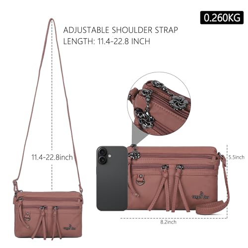 Image of Angel Kiss Small Crossbody Bag for Women Leather Crossbody Purse Triple Compartments Cell Phone Purse Shoulder Bags for Women