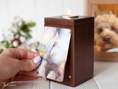 Image of Personalized Pet Memorial - Dog Memory Box Keepsake with Photo, Cat Cremation Urn for Ashes Candle (Small, Without Engraving)