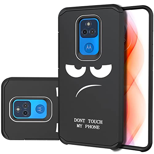 LEEGU for Moto G Play 2021 Case, Shock Absorption Dual Layer Heavy Duty Protective Silicone Plastic Cover Girls Women Boys Men Phone Case for Motorola Moto G Play 2021 - Don't Touch My Phone