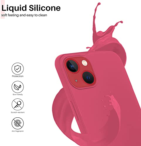 Image of DIZORO Microfiber Candy Case Compatible for iPhone 13 6.1 inches Shockproof Slim Back Cover Liquid Silicone Case - Hibiscus