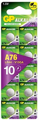 GP LR44/A76/AG13 1.5V Extra Alkaline Button Battery Pack of 10
