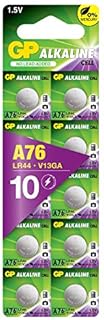 GP LR44/A76/AG13 1.5V Extra Alkaline Button Battery Pack of 10