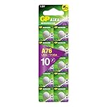 GP LR44 Button Cell Batteries, AG13, A76, 1.5V Alkaline Batteries for Watches, Toys, Calculators, Thermometers, Remotes & More, 10 Pack Leak proof Button Coin Cell with Long Lasting Power