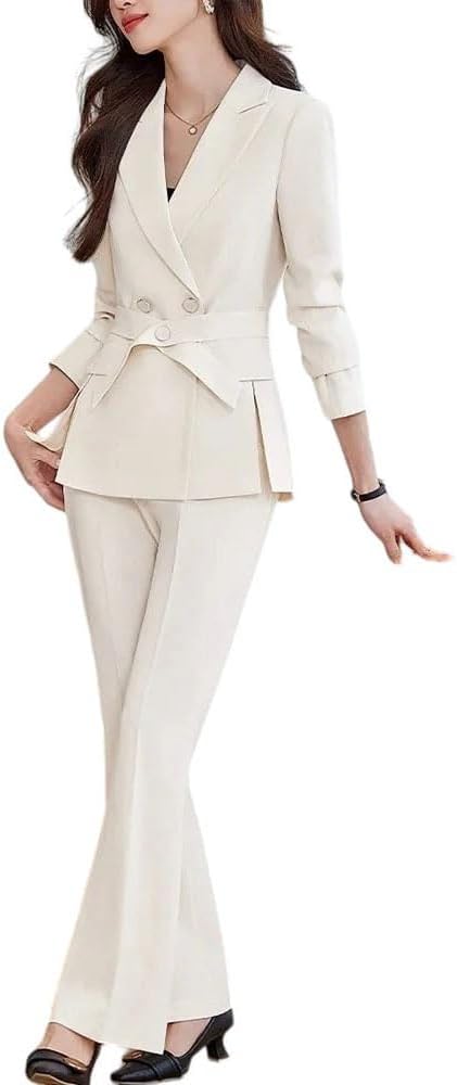 Suit Collar Women Long Sleeved Trousers Set