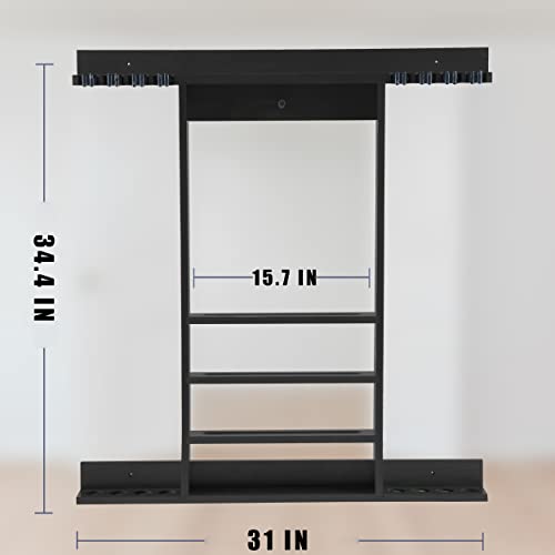 Billmart Pool Stick Holder Wall Mount, 8 Cues Solid Wood Billiard Pool Cue Rack, Pool Table Accessories (Black) #TOP4