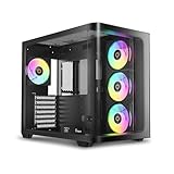 【Vue panoramique incurvée à 270°】 Le boîtier PC Iota C70 est doté d'un verre incurvé hautement transparent, offrant une vue panoramique dégagée à 270°. Le corps est construit à partir de panneaux métalliques SPCC de 0,7 mm, garantissant une structure robuste et une durabilité à long terme.