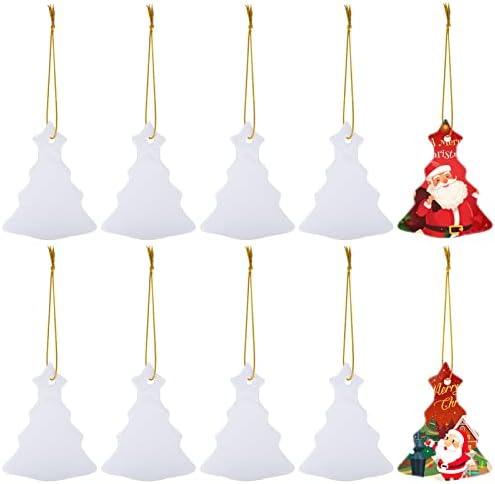 10pcs Sublimation Blanks Ceramic Disc Ornaments, Christmas Tree Decor Round Ornament for Sublimation, Blank Ceramic Ornaments 3"