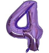 DIWULI Number Balloons 40 Inch Purple - Large Number 4 Balloon, Big Purple Balloons, 4th Birthday...