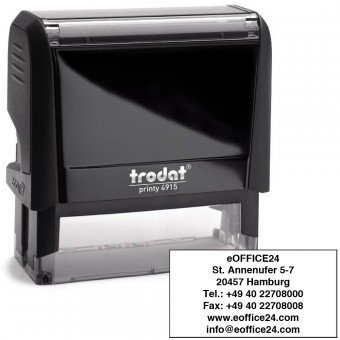 Trodat Printy 4915 Timbro Personalizzato Autoinchiostrante, max 6 Righe, Dimensione Impronta 70x25 mm, Colore Timbro Nero, Cartuccia Inchiostro Nero, Ideale per Uffici, Aziende, Medici, Insegnanti