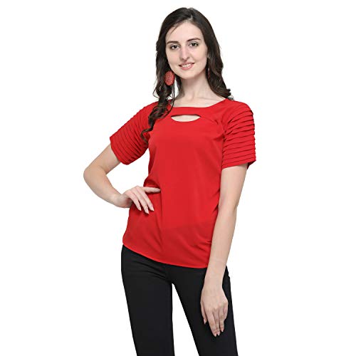 fmania J B Fashion Women's Polyester Red Color Top(D-224)