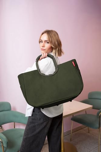 reisenthel loopshopper L cord dark matcha – Stabile Tasche mit praktischen Fächern aus recycelten PET-Flaschen – Charmantes und wasserabweisendes Design