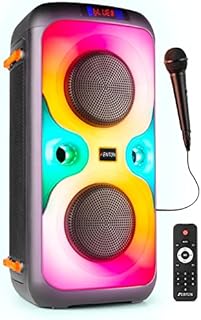 Fenton BoomBox440 Portable Bluetooth Party Speaker with Microphone, LED Lights and Built-in Rechargeable Battery