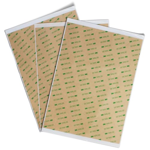 HIKIYEAT Clear Thin Double Sided Tape Heavy Duty,3 A4 Size Sheets,Waterproof Removable Adhesive Tape,Heat Resistant,for DIY,LCD Screen Repair,Fabric,Photo,Clothes,Poster,Car Decor(8.3X11.4 inch)