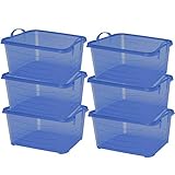 Life Story 6-Pack Stackable Plastic Storage Bins w/Handles & Snapping Lids, 55 Qt., Blue