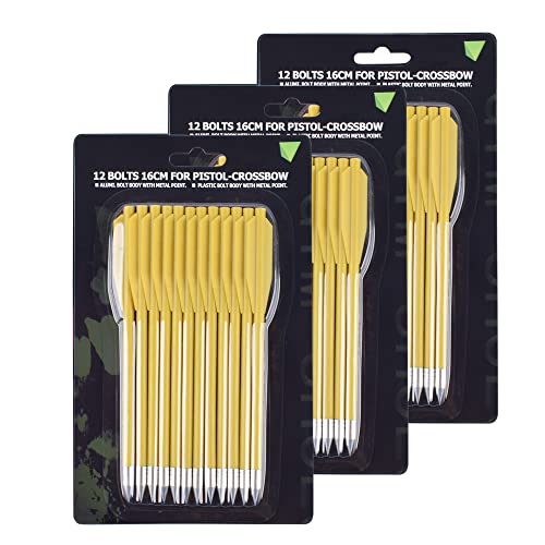 Crossbow Bolts 50-80Lbs Mini Crossbow Target Arrows Mud Yellow Archery Pistol Fishing Hunting 6.3" Steel Tips Hunting Target Practice Plinking 36 Pcs #TOP1