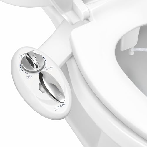 LUXE Bidet NEO 180 - Self Cleaning Dual Nozzle - Fresh Water Non-Electric Mechanical Bidet Toilet Attachment (White and White)