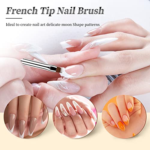 Aeocidy Nail Art Brushes Set - 5Pcs Double-End Nail Brushes For Nail Art French Tip Brush Liner Brush Uv Gel Polish Painting Nail Design Brush Metal Handle Nail Drawing Pens #TOP3
