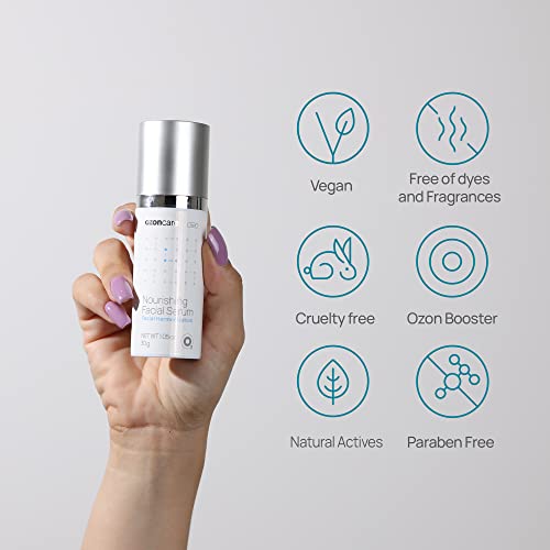 Ozone Infused Nourishing Facial Serum - Hydrating Face Serum For Sensitive Skin, Stimulates Collagen Production, Skin Care Products - Vegan, Paraben Free - 1.05Oz/30G - Ozoncare #TOP2