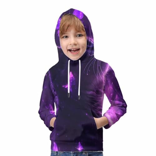 Sweat-shirt à capuche imprimé chat 3D pull ado 12-14 ans