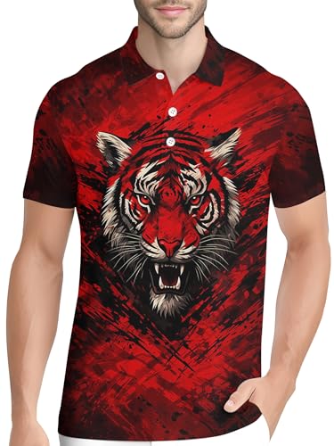 Image of PAGYMO Funny Golf Shirts for Men Crazy Printed Pattern Novelty Moisture Wicking Performance Mens Polo Shirt