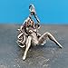 Brass Sitting Posture Sexy Legs Naked Women Miniature Statue,Black Metal Beauty Sculpture Figurines Body Art Key Chain Pendant Decoration