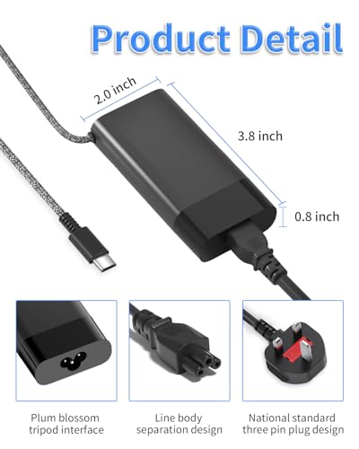 65W USB C Laptop Charger Replacement for HP ProBook 440 445 450 455 460 465,EliteBook 830 835 840 845 860 865 640 650 655 1040,Series G8 G9 G10 G11, Adapter Power Cord Supply - Image 6