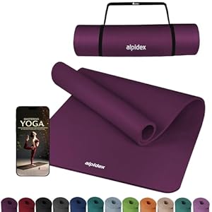 ALPIDEX Yogamatte Extra Dick 1,5 cm Gymnastikmatte 3 Größen E-Book rutschfest Phthalatfrei Fitness Matte Turnen Pilates Sport Physio HIIT Yoga Trainingsmatte Isomatte