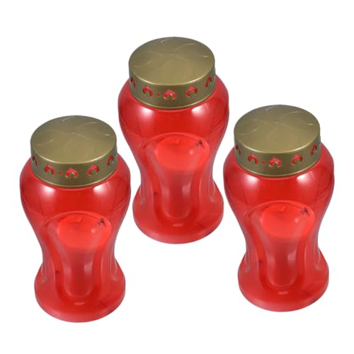 Alipis 3 Piezas Vela Electronica Velas Conmemorativas Luces Conmemorativas Del Cementerio Para La Tumba Luces De La Tumba Parpadeo Funcionar Conmemorativo Perla De La Lámpara Led Rojo