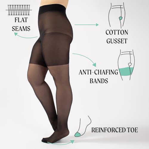 Image of CALZITALY Daily Plus Size Tights | XL, 2XL, 3XL, 4XL | Black, Skin | 40 DEN | Made in Italy