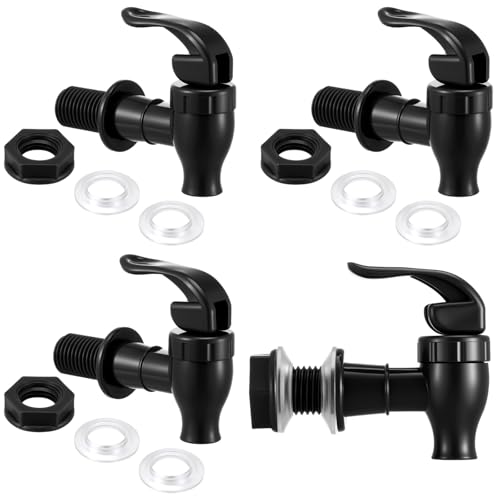 Honoson 4 Sets Spigot Faucet Replacement for Water Jug, Black