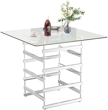 ACME Nadie Counter Height Table - 72590 - Chrome & Clear Glass