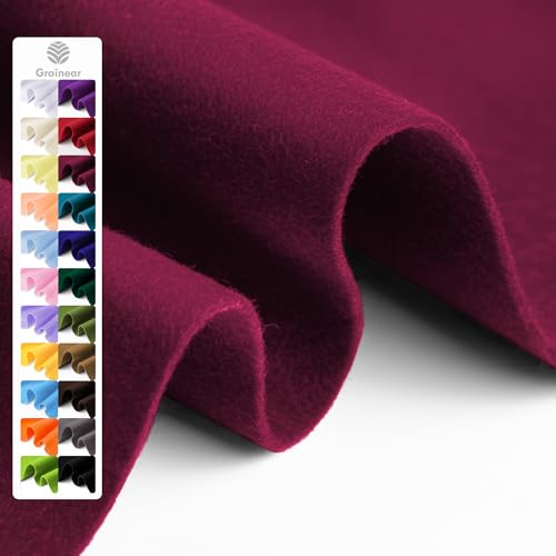 Image of Wine Red Soft Felt Sheet, 36 inch x 36 inch, 1.6mm Thick Acrylic Felt Fabric