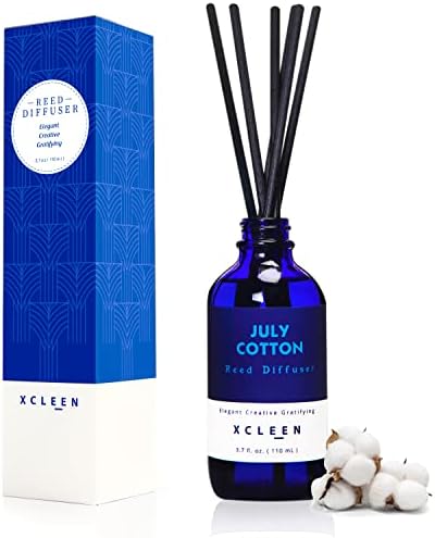 Xcleen July Cotton Reed Diffuser Set, 3.7 Oz Aromatherapy Scented Oil Diffuser Sticks, Great Room Air Fresheners, Best Housewarming Gift idea - Giving, Home & Office Decor