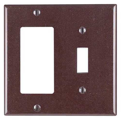 Leviton 1-Toggle 1-Decora/GFCI Device Combination Wallplate, 80405, Brown