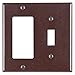 Leviton 80405 1-Toggle 1-Decora/GFCI Device Combination Wallplate, Brown