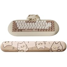 YUNZII Keyboard Wrist Support, Ergonomic Mouse Support for Typing Pain Relief, Slip Resistant PU Base, Cute Wrist Rest for Office Gaming Computer Cat