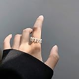  HLII Anillo De Moda,Moda Mujeres Judías Blanco Cristal Anillo Diseño De Vidrio De Dedo Anillo De Dedos De Moda Jewerlry para Niña Estudiante Regalos Hermosos Y Románticos Exquisitos