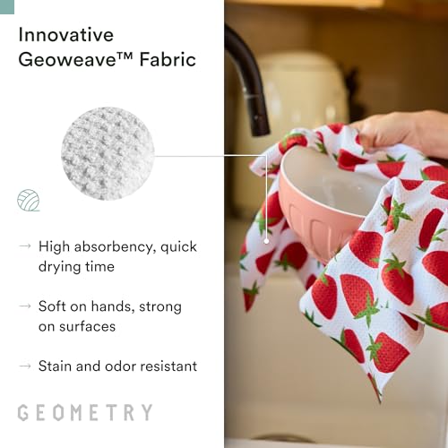 GEOMETRY Spring Kitchen Towels - Quick Dry Microfiber Cloth Spring & Summer Dish Towels for Kitchen Drying - Premium Quick Dry Towel - Strawberry Shortcake Lines, 18" x 30" - 1-Pack - image 4