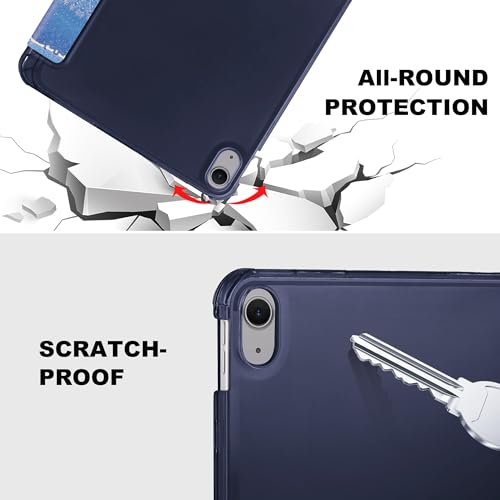 iPad (A16) 11th Generation Case 11 Inch 2025, iPad 10th Generation Case 10.9 Inch 2022 with Pencil Holder, Slim Light Trifold Protective Cover with Hard PC Translucent Back Shell,Marble Blue by XIAOLL - Image 5