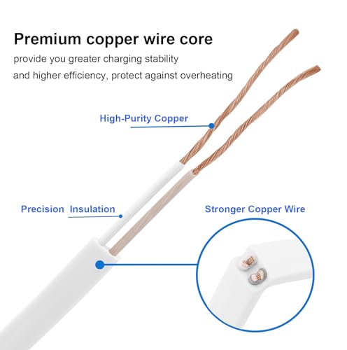 LEFXMOPHY Power Cord for WYZE Cam Pan V3 90 Degree L-Shape Connector 20ft Micro USB Right Angle White Extension Charging Cable