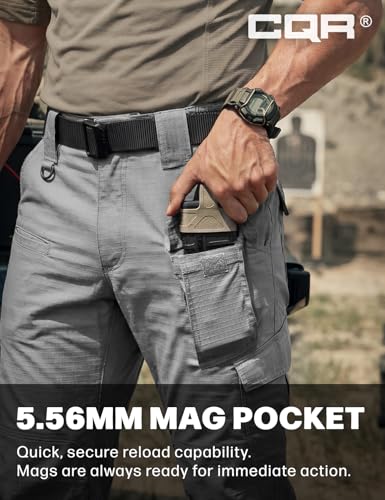 Image of CQR Men's Flex Ripstop Tactical Pants, Water Resistant Stretch Cargo Pants, Lightweight EDC Hiking Work Pants