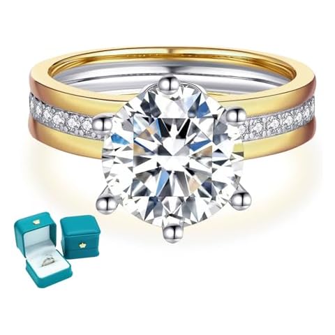 3CT Moissanite Engagement Rings for Women, Round Brilliant D Color VVS1 Clarity Lab Created Diamond S925 Sterling Silver Rings Luxury Promise Wedding Ring Valentine's Day Gift Jewelry Cover