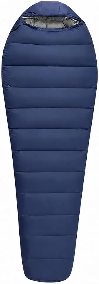 Saco de dormir tipo múmia em nylon para adultos, 3 estações, com capuz, ultraleve, para mochileiros, 210x85cm, azul, 1,55kg