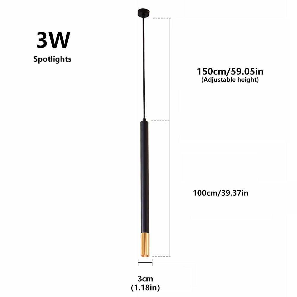 LED Long Tube Lustre 3W Lampe Suspendue en Aluminium Îlot De Cuisine Pendentif Barre Lumineuse Suspension Lumières Ambiante Lumière De Chevet Spots Hauteur Réglable